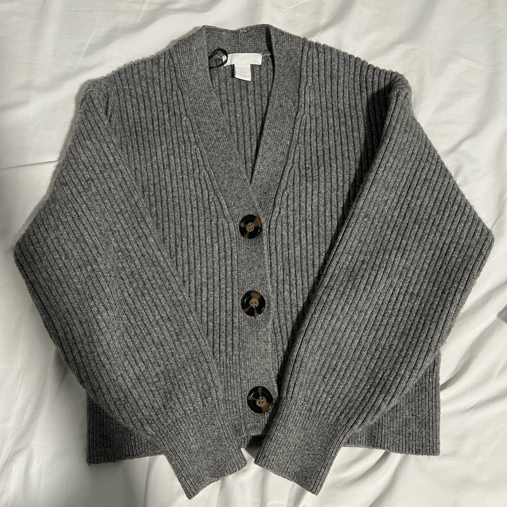 H&M Grey Oversized Boxy Cardigan Sweater